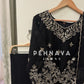 Premium designer ready to wear 3 peice embroidered suit-black