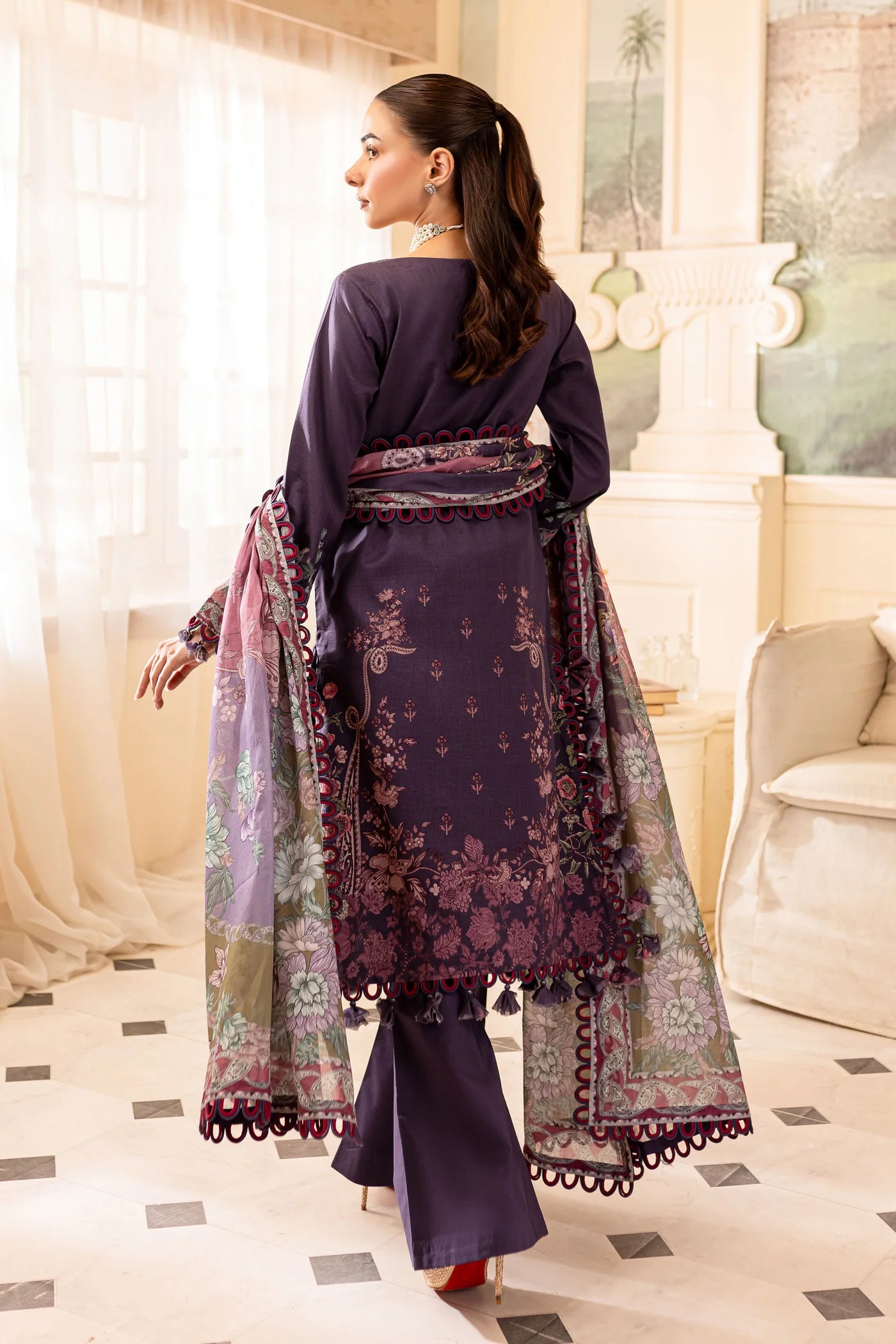 Embroidered lawn with lawn dupatta-11