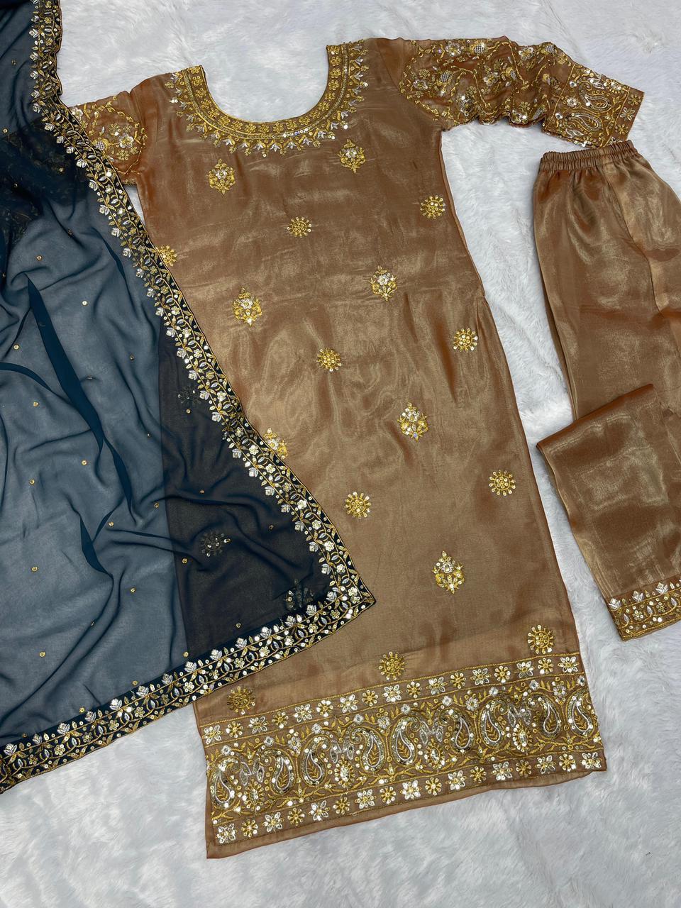 Shimmer silk ready to wear suit with dupatta color options – Pehnava Lawns