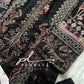 Embroidered cotton suit with chiffon dupatta - black 3374