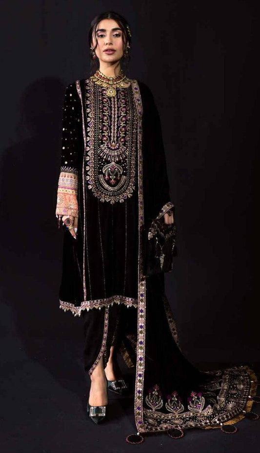 Embroidered velvette suit -12101