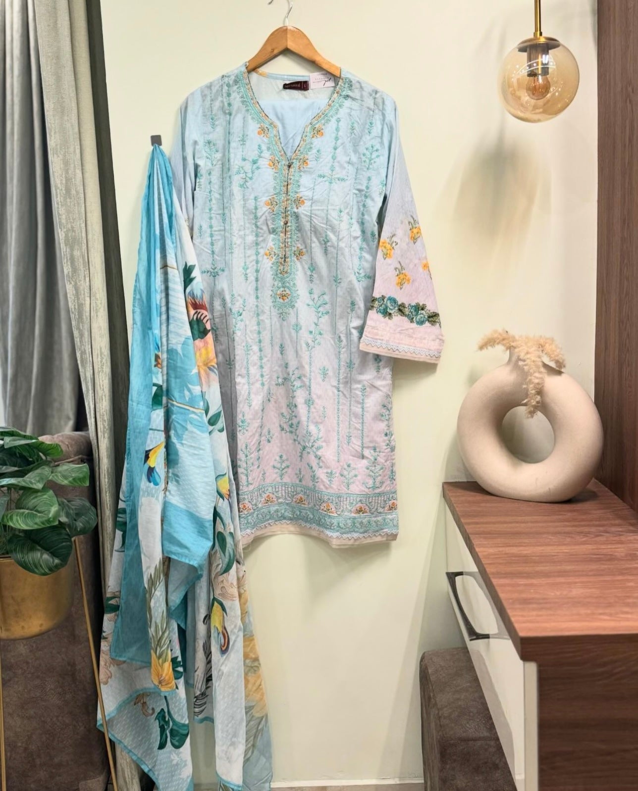 Embroidered pure lawn suit