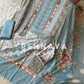 Blue Printed casual suit with chiffon dupatta-1005