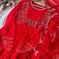 Red anarkali gown with organza scalloped dupatta -4219