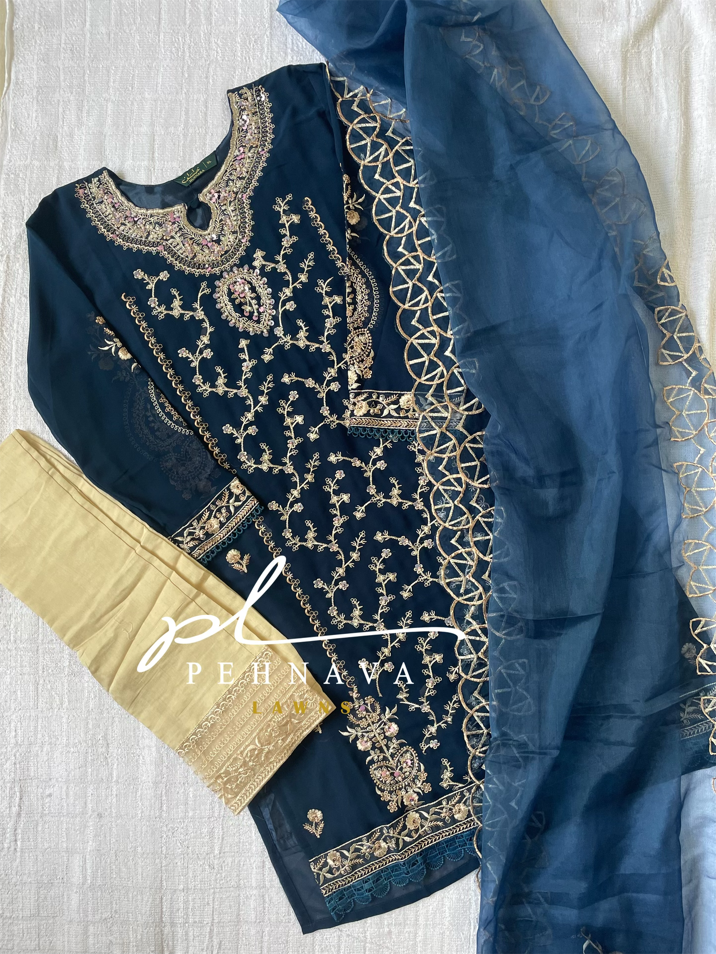 Embroidered georgette suit-HS