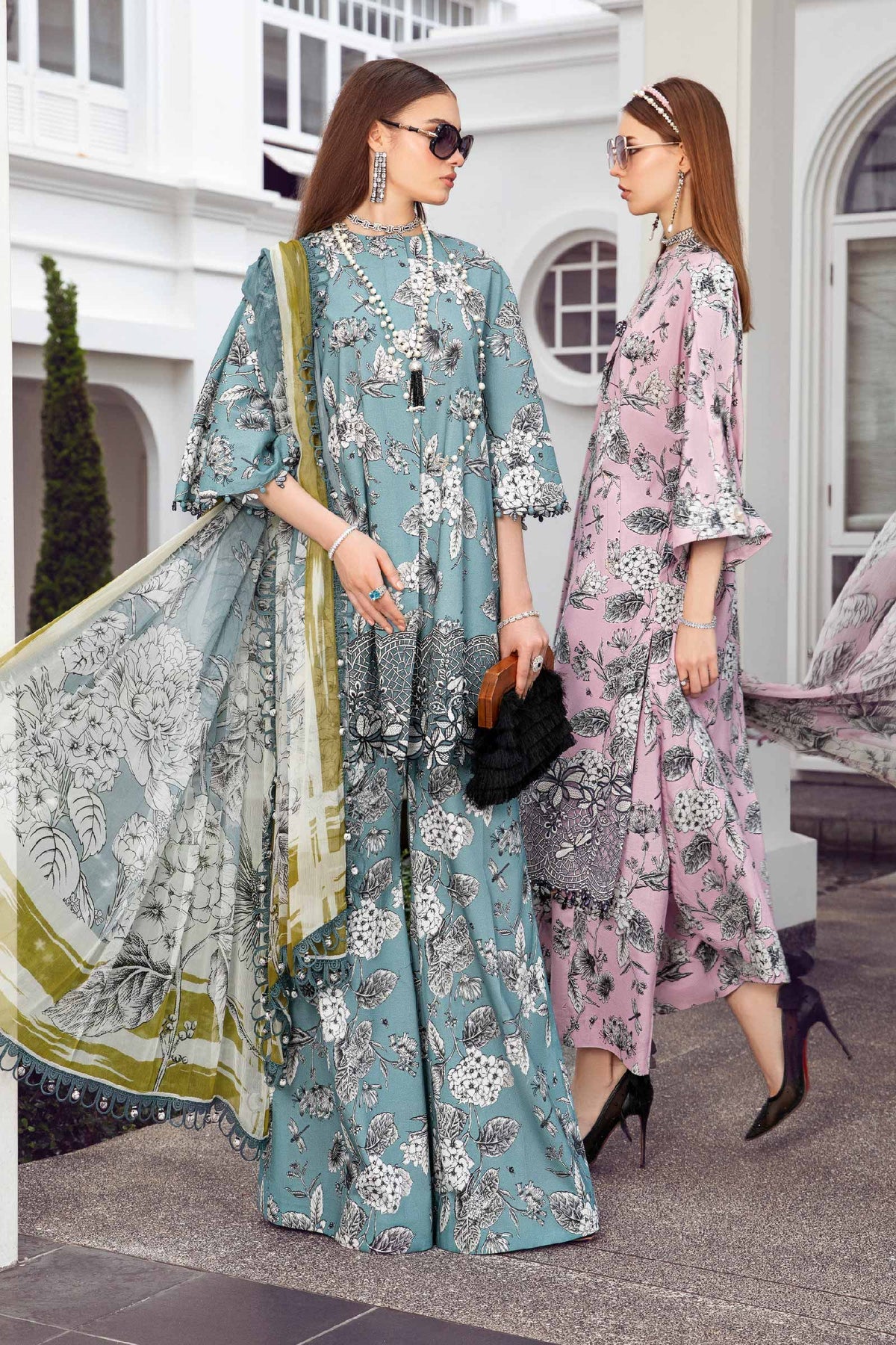 Printed casual suit with chiffon dupatta-1005