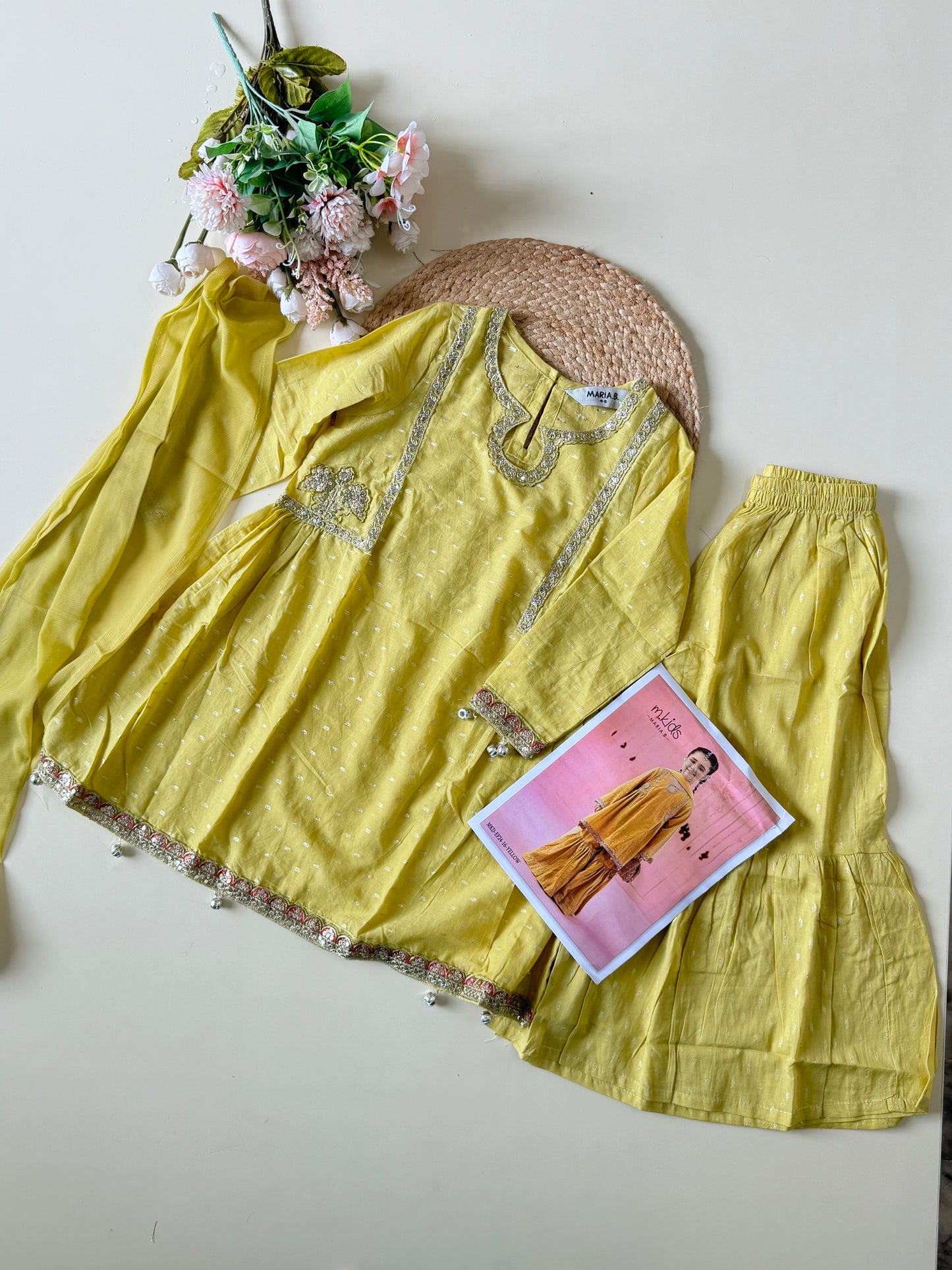 Kids party wear -ready to wear MKD-EF24-16-YELLOW