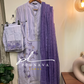 Embroidered georgette suit-lavender