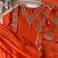 Rust orange silk suit with sharara and embroidered dupatta-4194