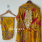 Printed casual suit with chiffon dupatta-fr yellow