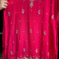 Premium Chinnon handwork semi-stitched suit-hot pink