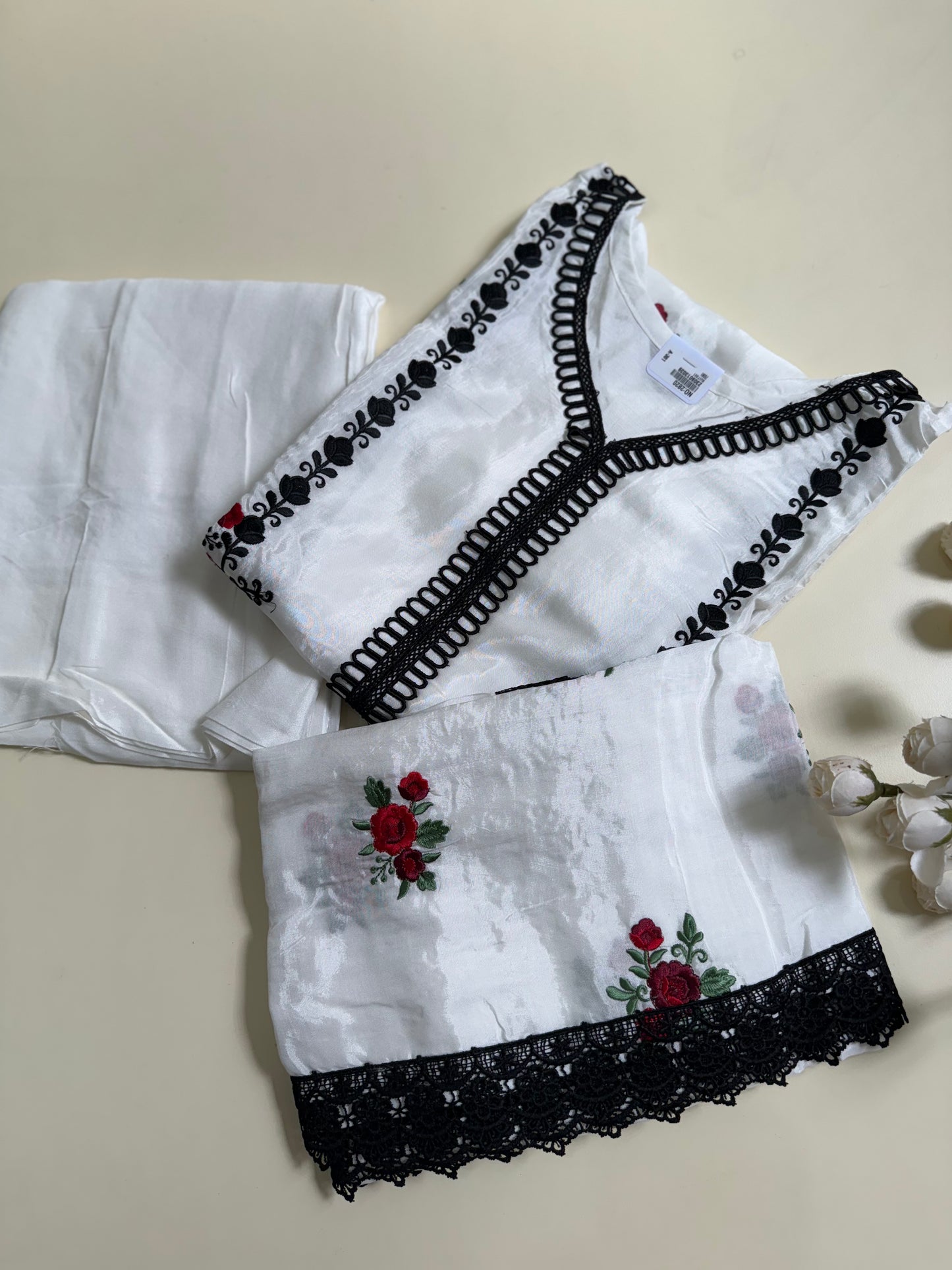 Muslin with embroidered top and dupatta