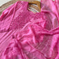 Pure viscose organza with Chikankari embroidery-pink