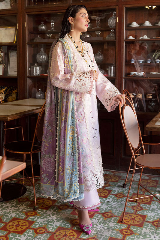 Paki embroidered suit with chiffon 4 side border dupatta