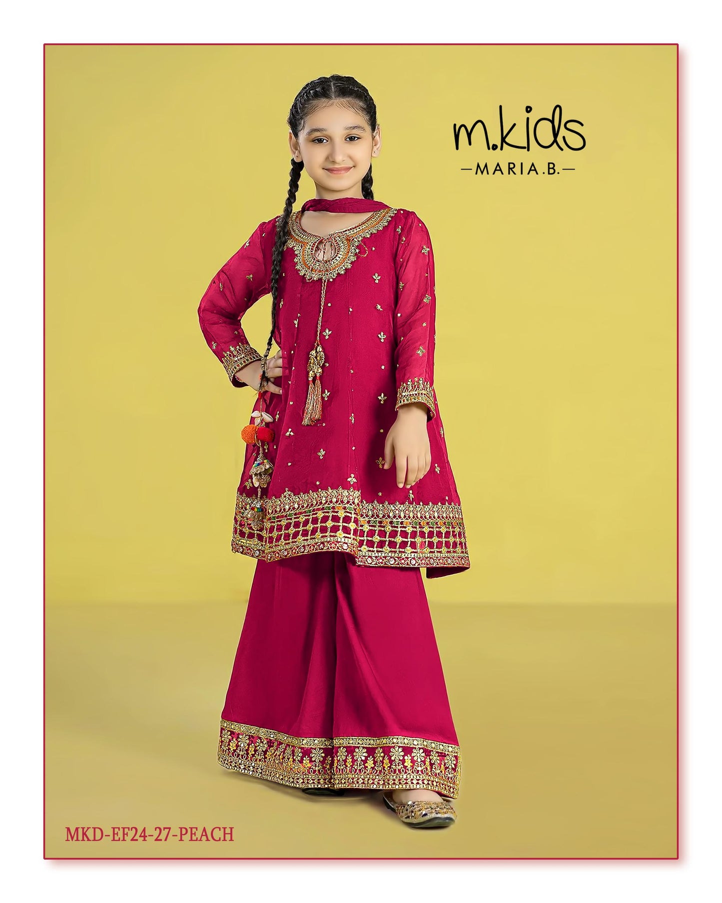 Kids party wear -ready to wear MKD-EF24-27 PEACH