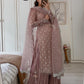 Designer party wear long pakistani suit-mauve