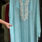 Premium chiffon handwork semi-stitched suit-blue