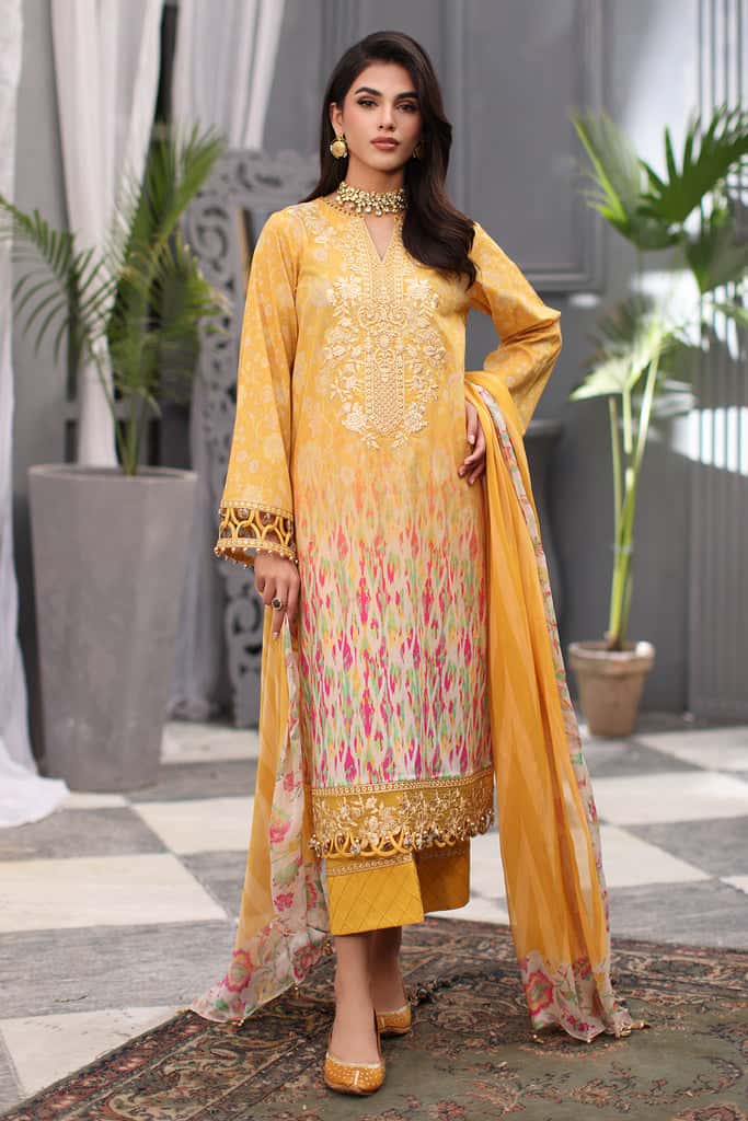 cotton printed suit with chiffon dupatta -2010