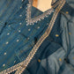 Russian jacquard suit with organza dupatta