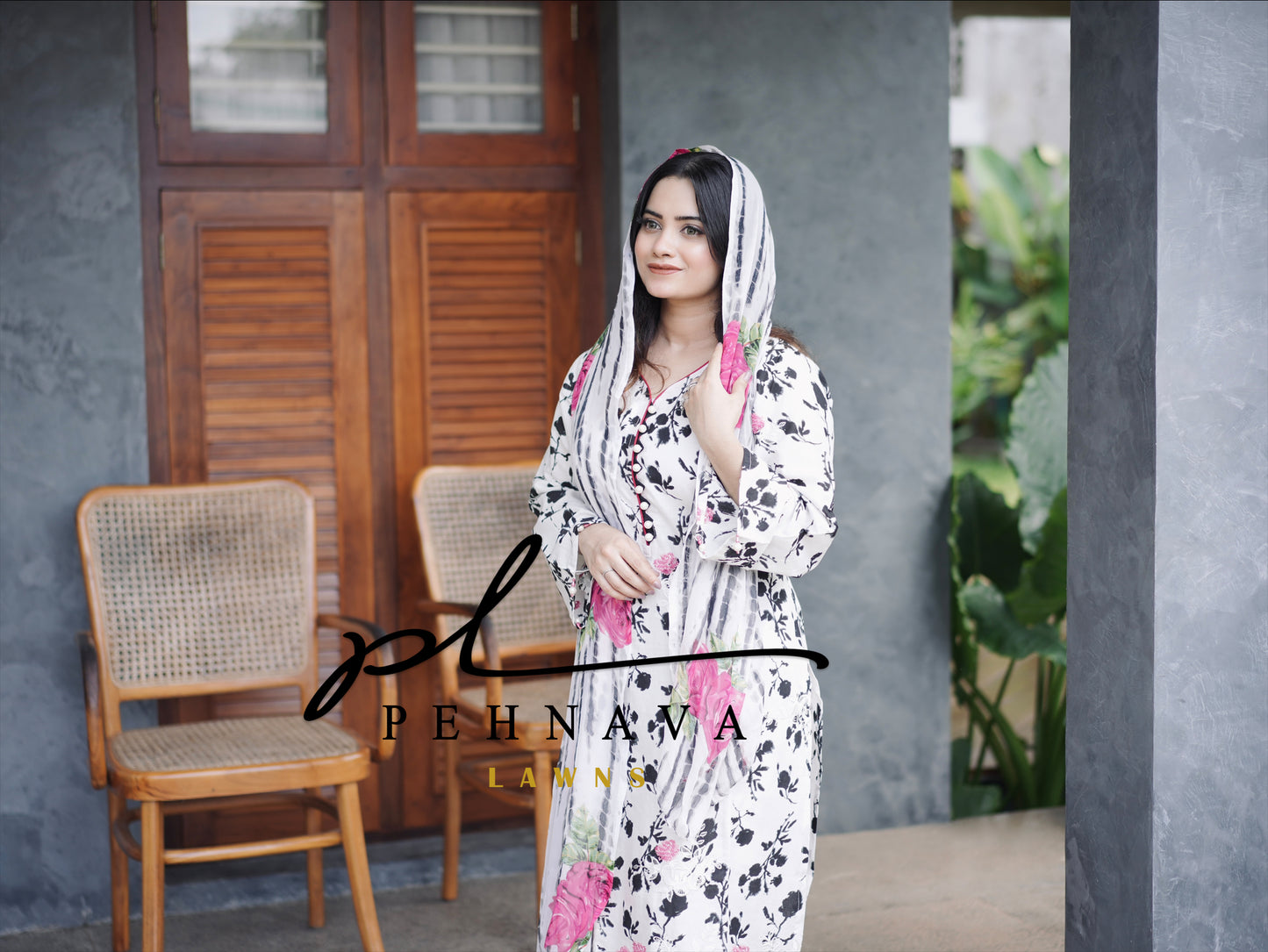 Printed  casual suit with cotton dupatta-3400/3215