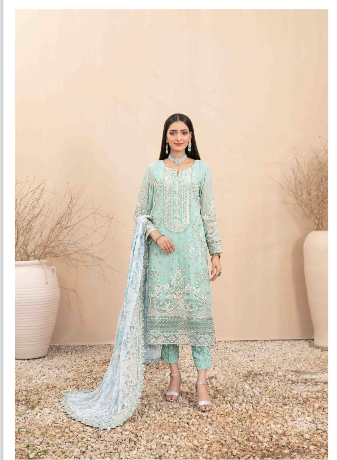 Pure chiffon embroidered semi stitch-07