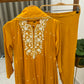 Pure chiffon pearl embellished  Anarkali-Yellow