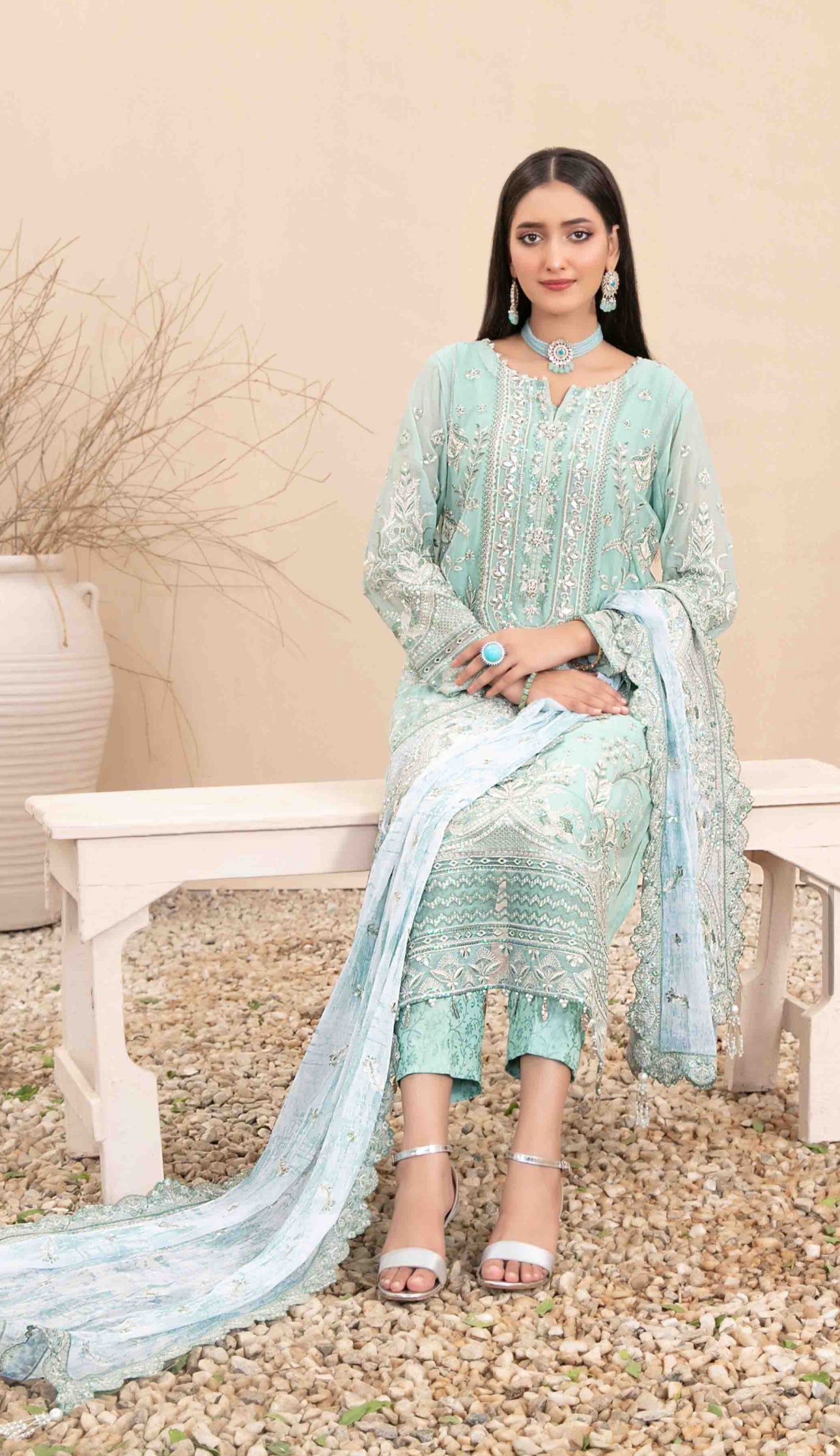 Pure chiffon embroidered semi stitch-07