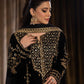 Embroidered velvette suit (black)-1151