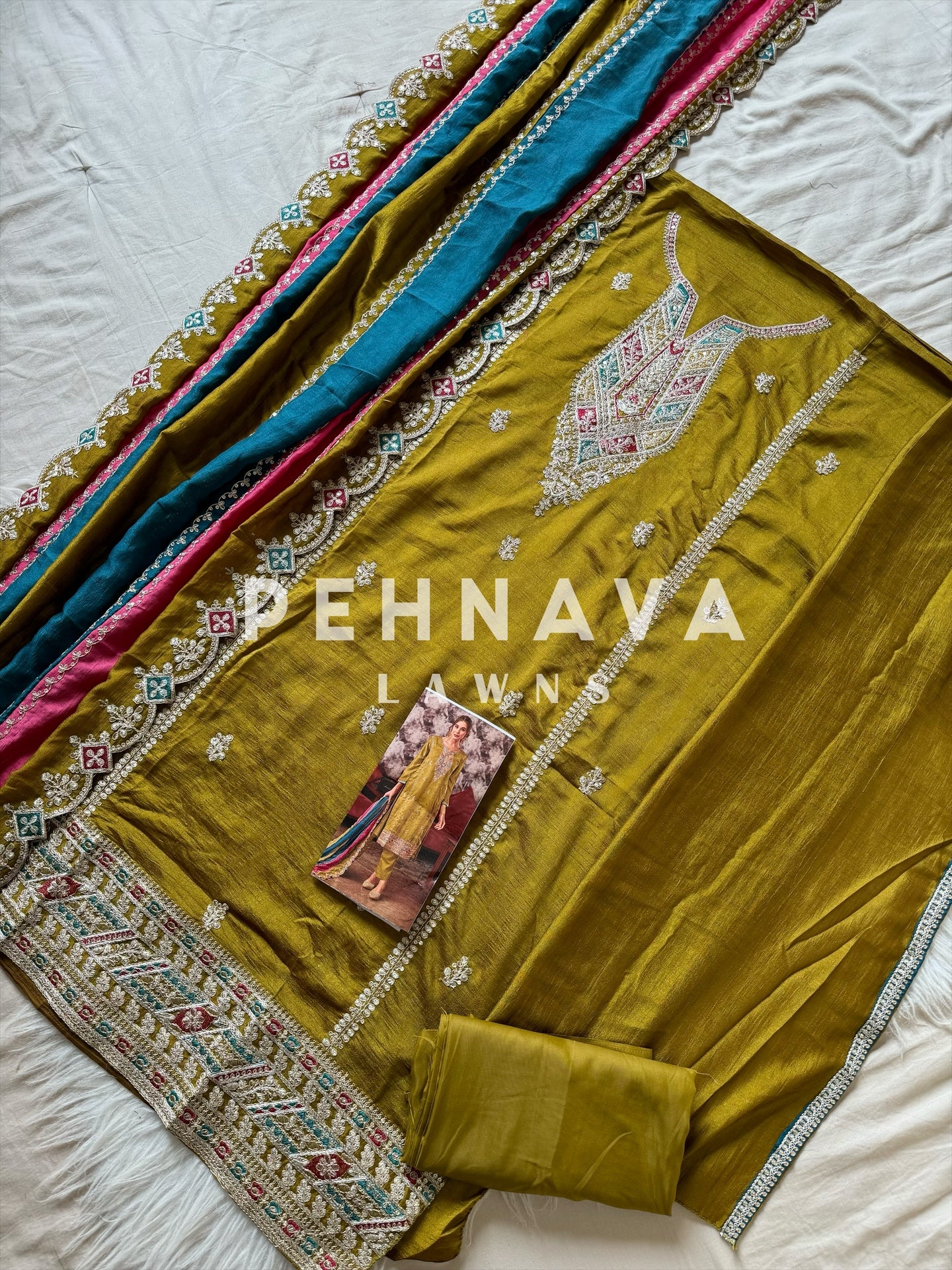 Multi color dupatta party wear with color options-1086