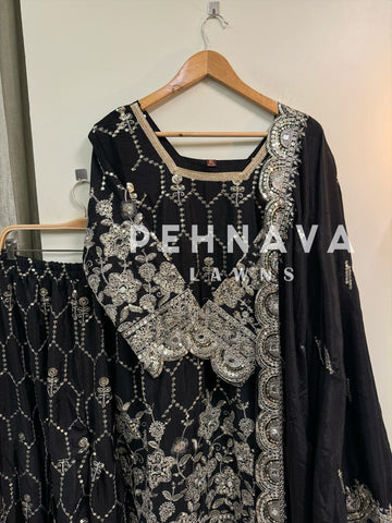 Chinnon embroidered ready to wear suit with sharara-1616