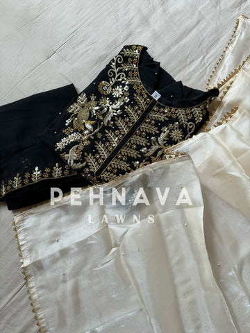 Black Georgette suit with shimmer dupatta