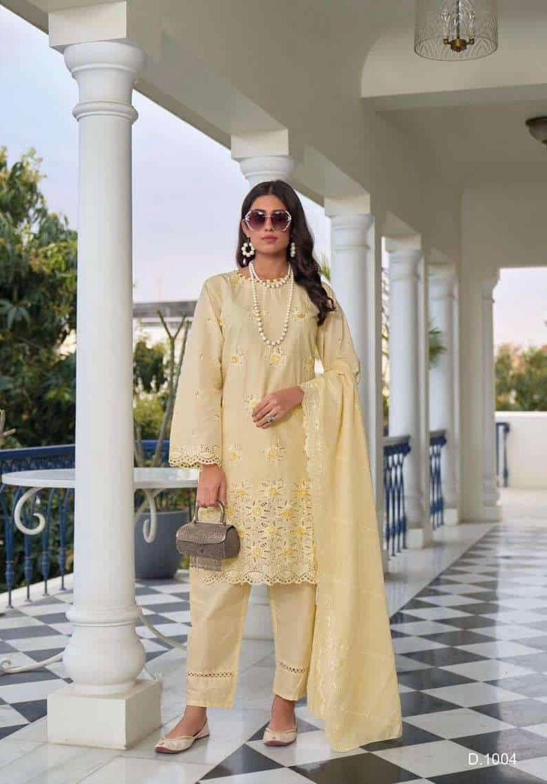 Embroidered suit with embroidered chiffon dupatta-1001