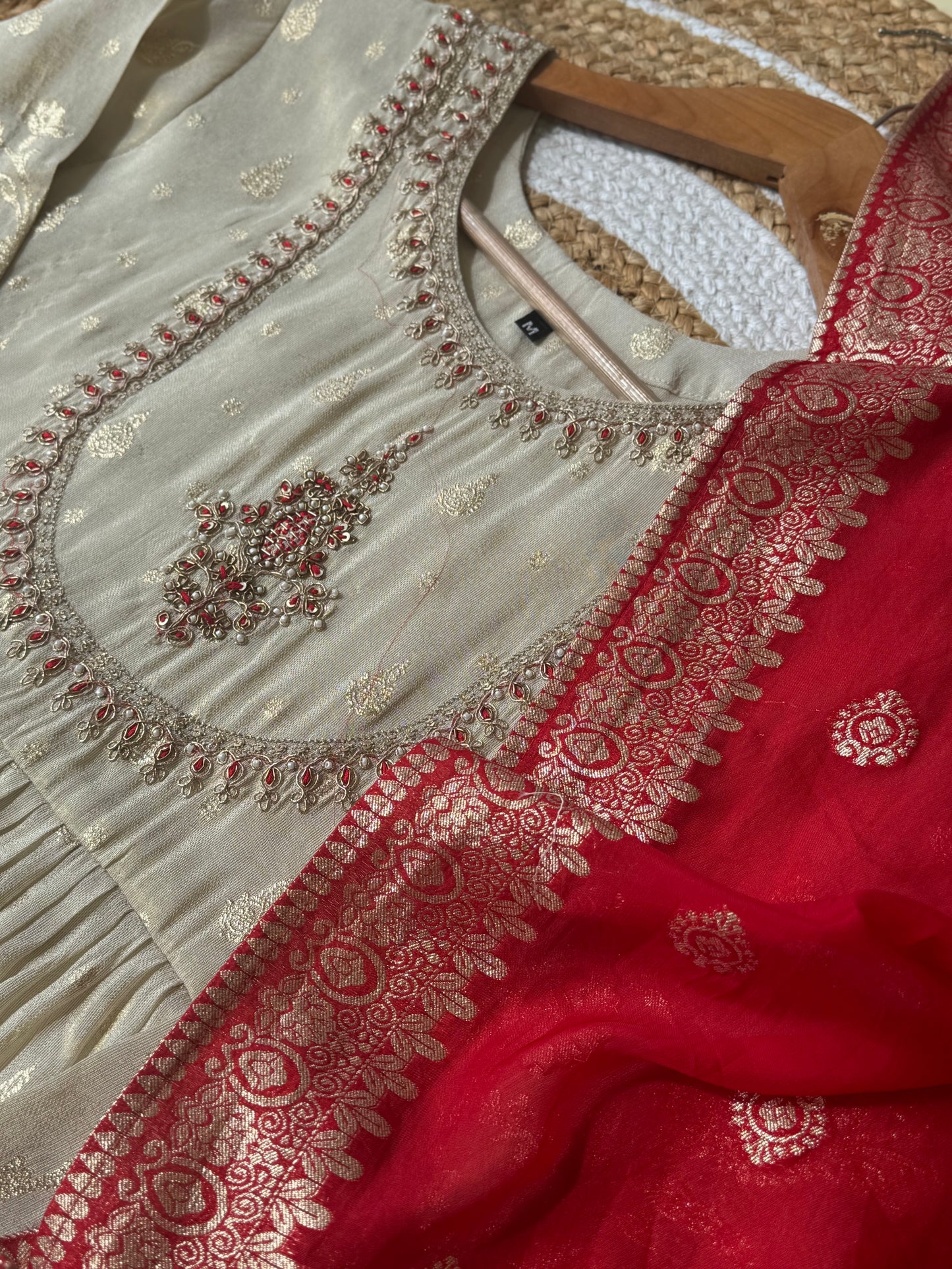 Silk anarkali suit with banarsi woven dupatta-4157