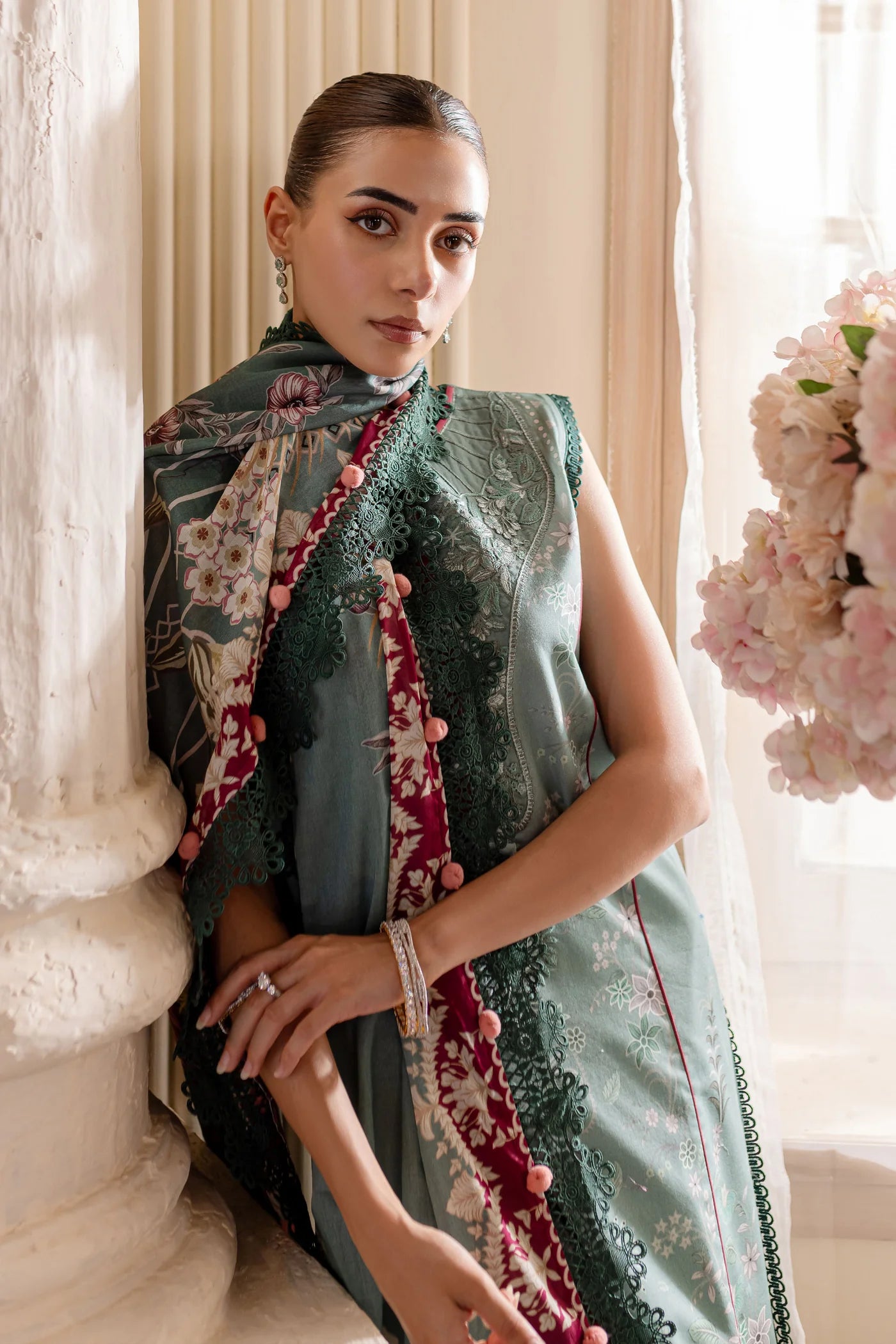 Embroidered lawn with lawn dupatta-8