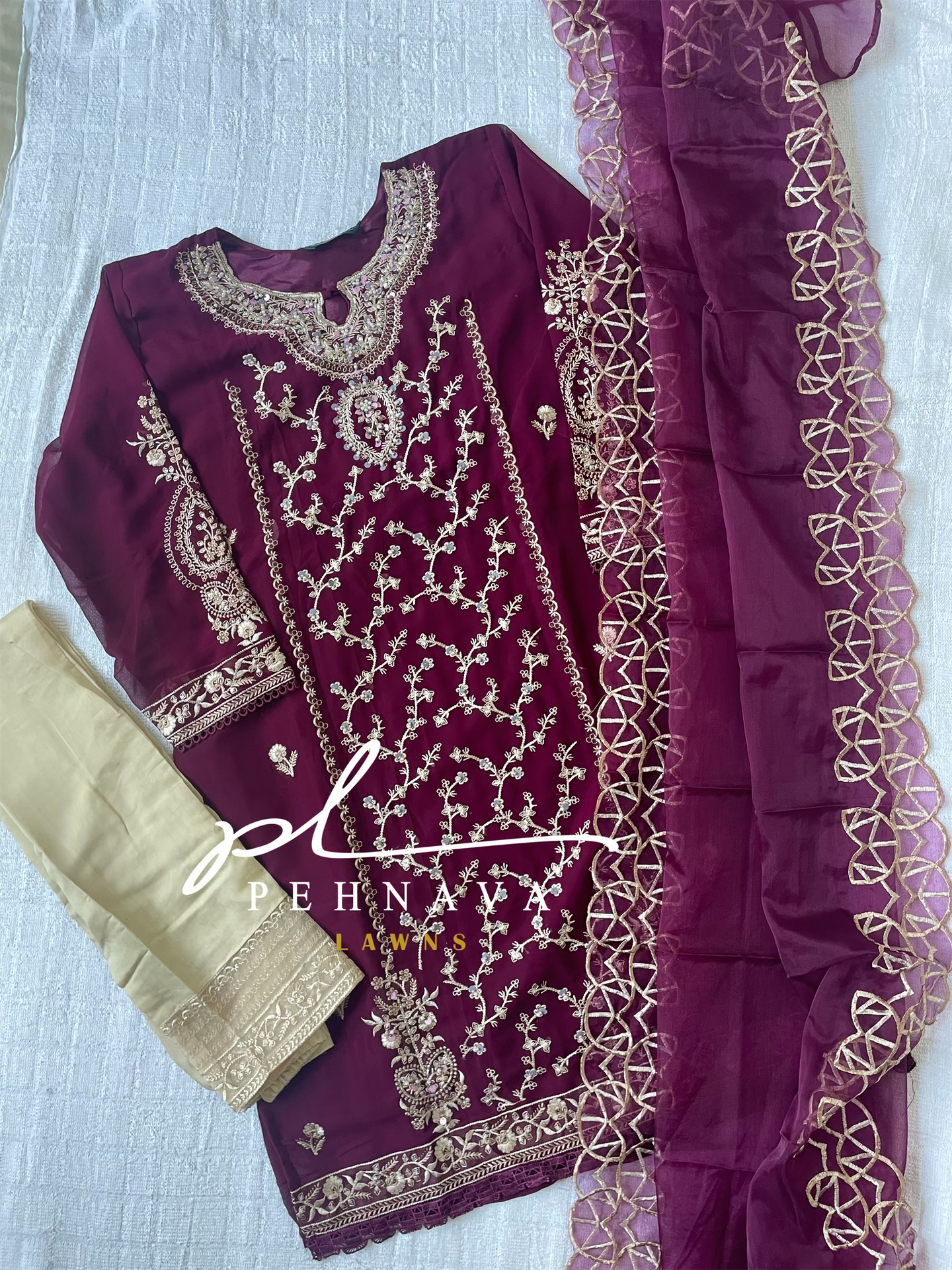 Embroidered georgette suit-HS