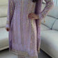 Lavender Embroidered georgette suit with mirror embroidery and moti latkan