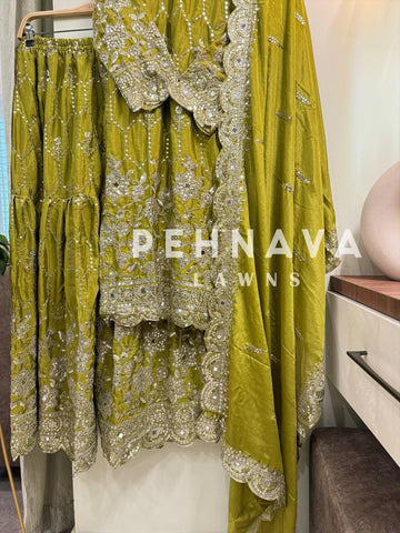 Chinnon embroidered ready to wear suit with sharara-1616