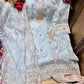 Organza embroidered suit-pastel blue