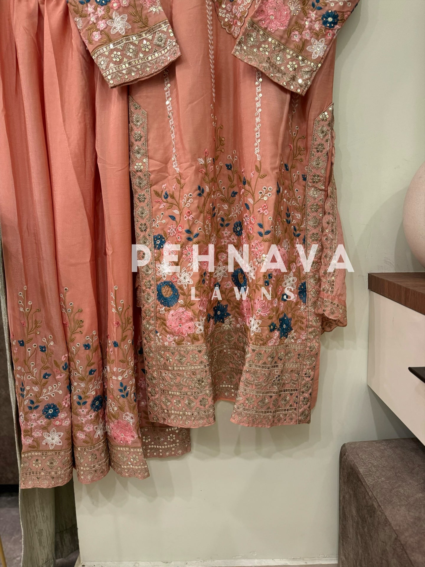 Chinnon embroidered ready to wear suit with wide palazzos-3 color options