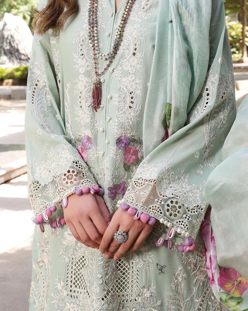 Pastel colour Embroidered suit-12081