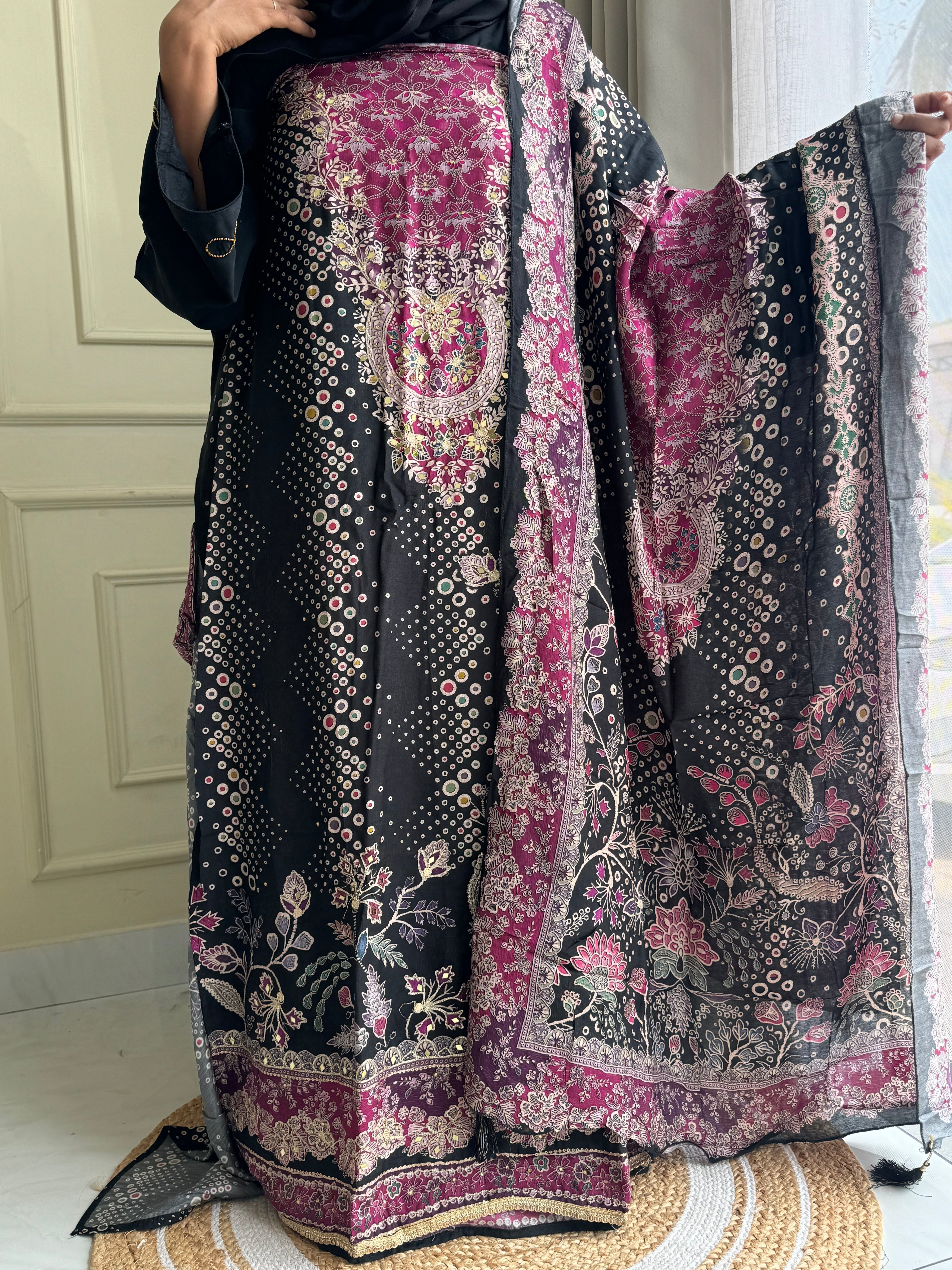 comfy Muslin Suit with aari work-154