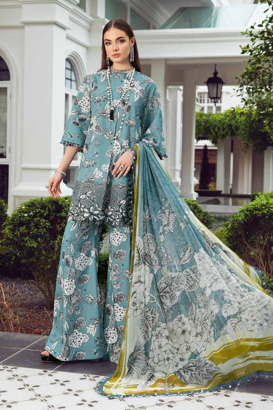 Printed casual suit with chiffon dupatta-1005