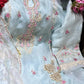 Organza embroidered suit-pastel blue