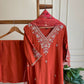 Premium russian silk  suit with  hand work detailings-orange