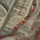 Muslin floral embroidered top with organza dupatta