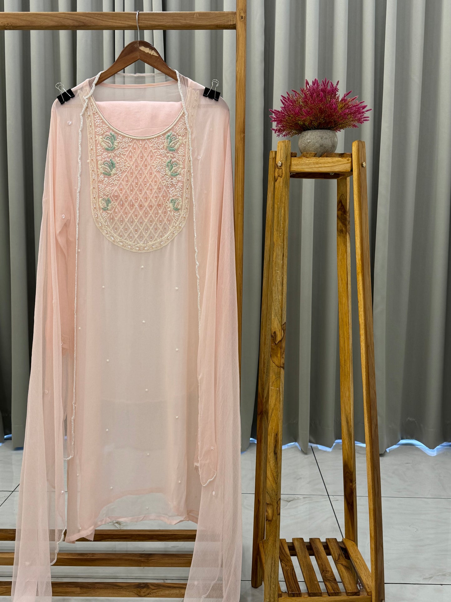 Premium chiffon handwork semi-stitched suit-2227