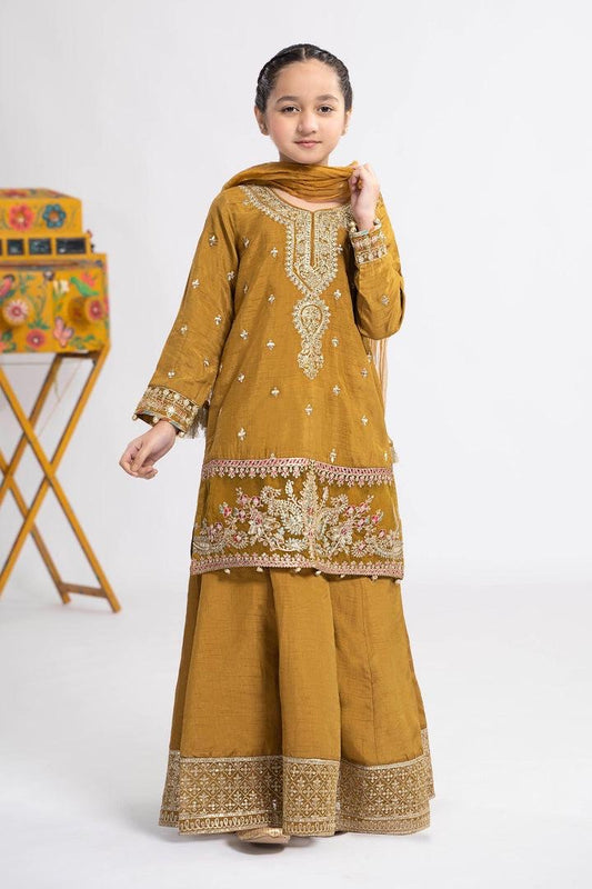 Kids party wear -ready to wear EF24-09 mustard