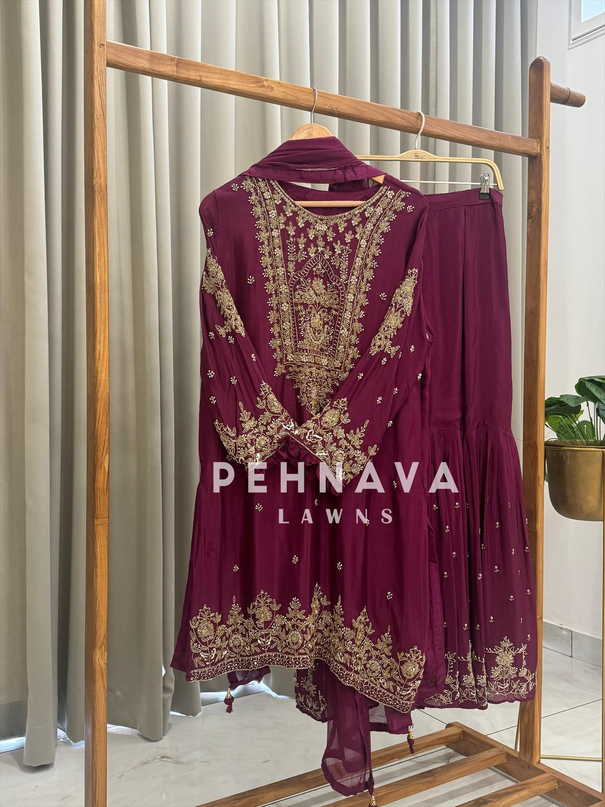 Heavily Handworked Sharara with Pure Chiffon Dupata