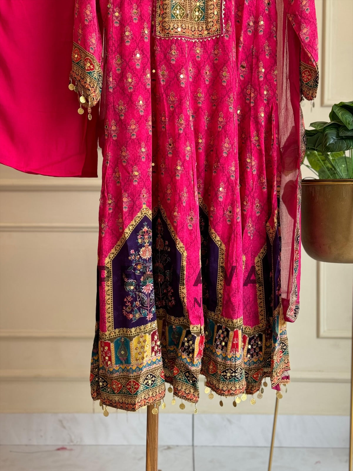 Pakistani Printed Anarkali-Pink