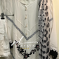 Embroidered georgette suit-black&white